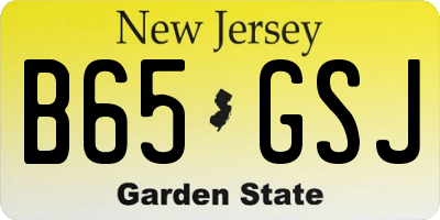 NJ license plate B65GSJ