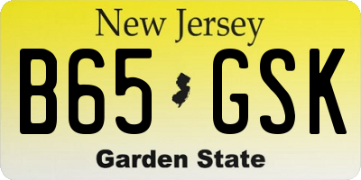 NJ license plate B65GSK