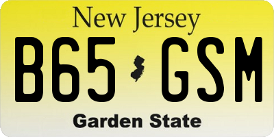 NJ license plate B65GSM