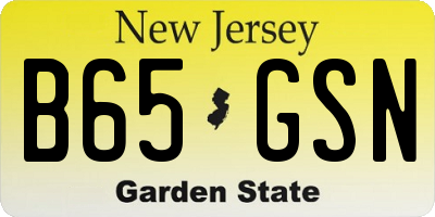 NJ license plate B65GSN