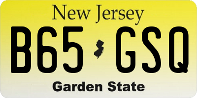 NJ license plate B65GSQ