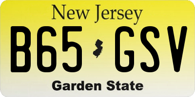 NJ license plate B65GSV