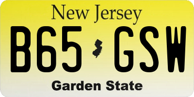NJ license plate B65GSW