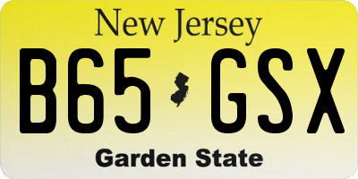 NJ license plate B65GSX