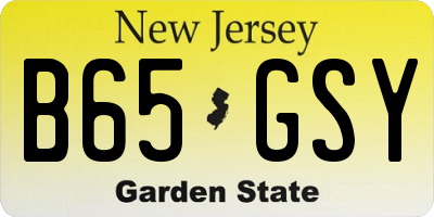 NJ license plate B65GSY