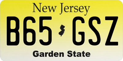 NJ license plate B65GSZ