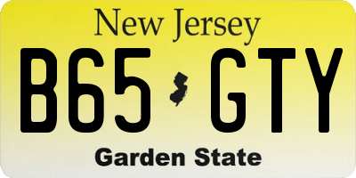 NJ license plate B65GTY