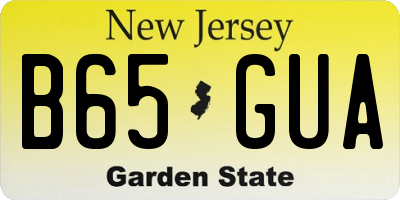 NJ license plate B65GUA