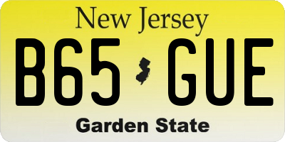 NJ license plate B65GUE