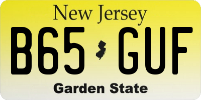 NJ license plate B65GUF