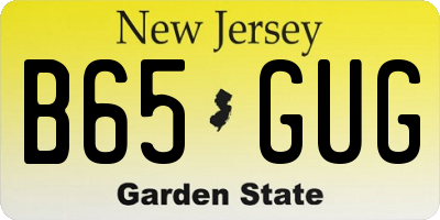 NJ license plate B65GUG