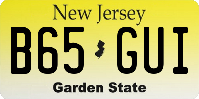 NJ license plate B65GUI