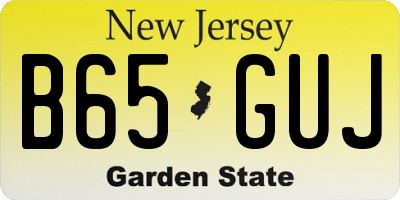 NJ license plate B65GUJ