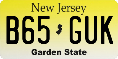 NJ license plate B65GUK