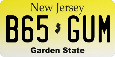 NJ license plate B65GUM