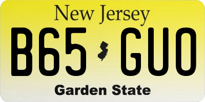 NJ license plate B65GUO