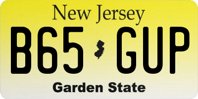 NJ license plate B65GUP