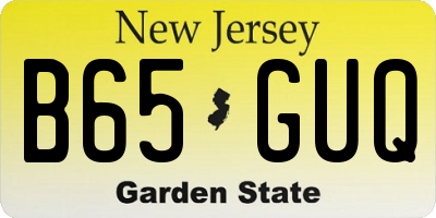 NJ license plate B65GUQ