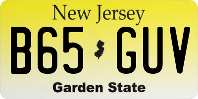 NJ license plate B65GUV