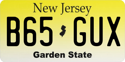 NJ license plate B65GUX