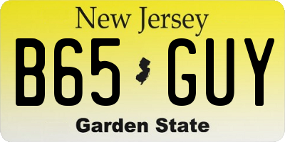 NJ license plate B65GUY