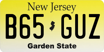 NJ license plate B65GUZ
