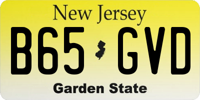 NJ license plate B65GVD