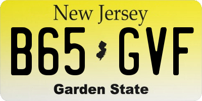 NJ license plate B65GVF