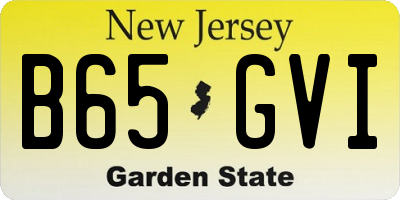 NJ license plate B65GVI