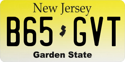NJ license plate B65GVT