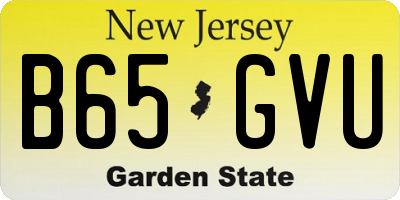 NJ license plate B65GVU