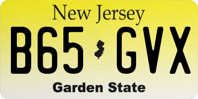NJ license plate B65GVX