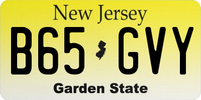 NJ license plate B65GVY
