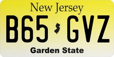 NJ license plate B65GVZ