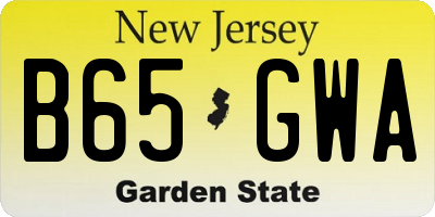 NJ license plate B65GWA