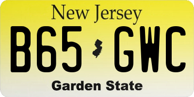 NJ license plate B65GWC