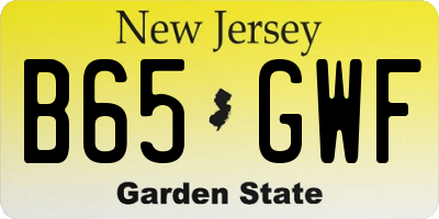 NJ license plate B65GWF