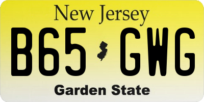 NJ license plate B65GWG
