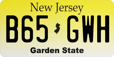 NJ license plate B65GWH