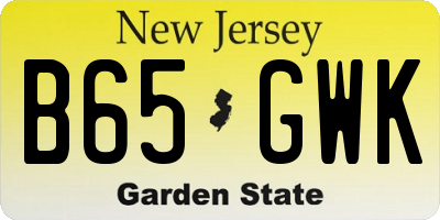 NJ license plate B65GWK