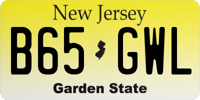 NJ license plate B65GWL