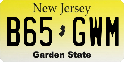 NJ license plate B65GWM