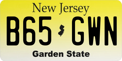 NJ license plate B65GWN