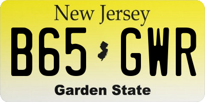 NJ license plate B65GWR