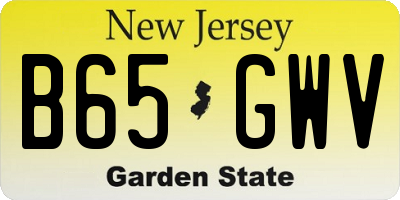 NJ license plate B65GWV