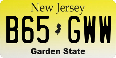 NJ license plate B65GWW