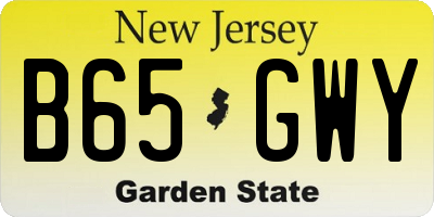 NJ license plate B65GWY