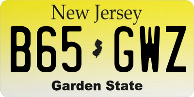 NJ license plate B65GWZ