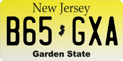 NJ license plate B65GXA