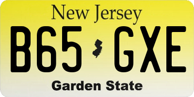 NJ license plate B65GXE